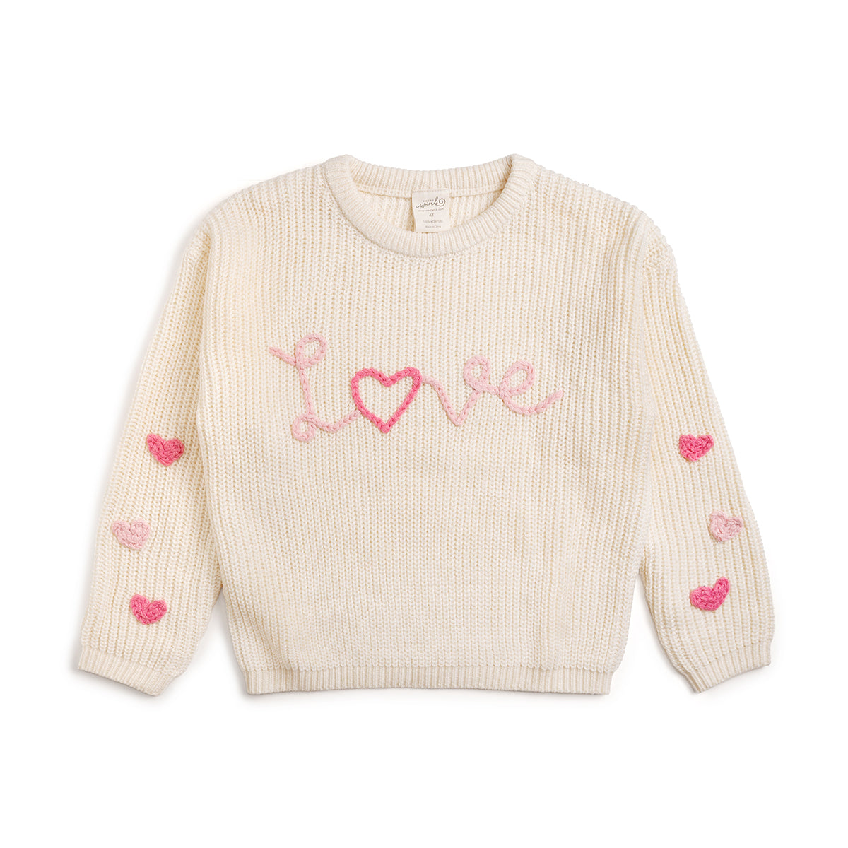 Sweet Wink Girls Ivory Ditsy Love Valentine's Day Knit Sweater by Sweet Wink