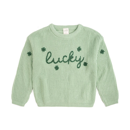 Sweet Wink Girls Green Lucky Shamrock St. Patrick's Day Knit Sweater by Sweet Wink