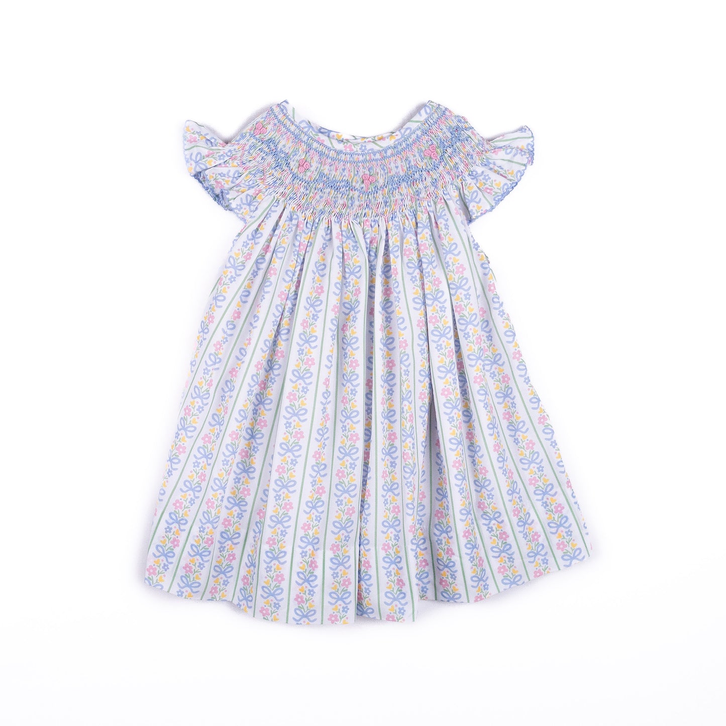 Shop Teeta Girls Kate Smocked Bishop Dress - Sweetie Bow Floral by Shop Teeta