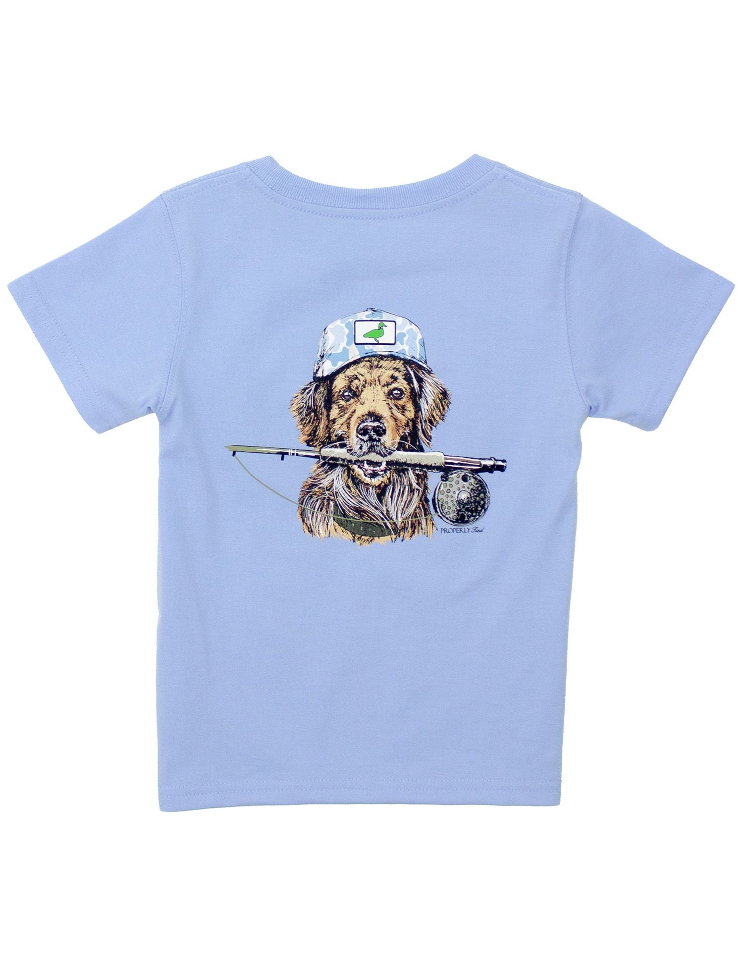Properly Tied Boys Tee Shirt - Fishing Buddy on Light Blue