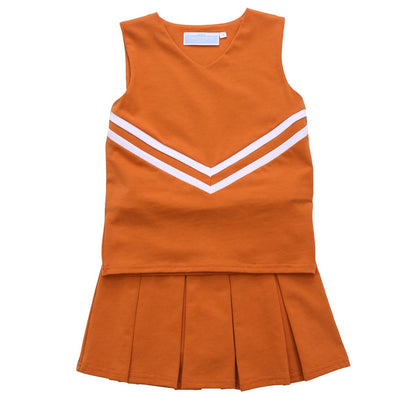 Trotter Street Kids Girls Cheerleader Skirt Set - Burnt Orange Texas