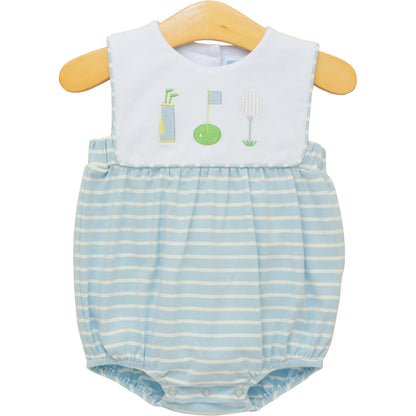 Trotter Street Kids Baby Boys Green Stripe Golf Tee Time Bubble by Trotter Street Kids
