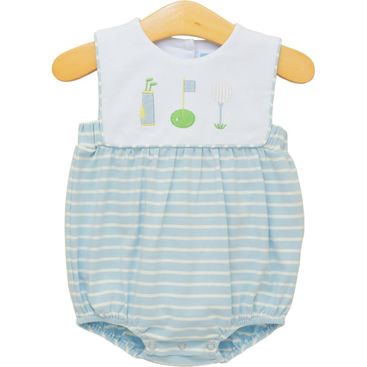Trotter Street Kids Baby Boys Green Stripe Golf Tee Time Bubble by Trotter Street Kids