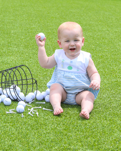Trotter Street Kids Baby Boys Green Stripe Golf Tee Time Bubble by Trotter Street Kids