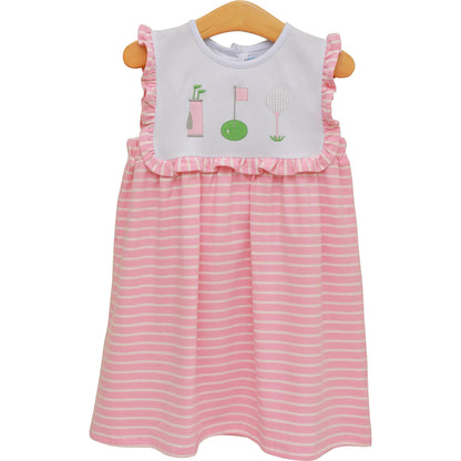 Trotter Street Kids Girls Pink Stripe Golf Tee Time Dress by Trotter Street Kids