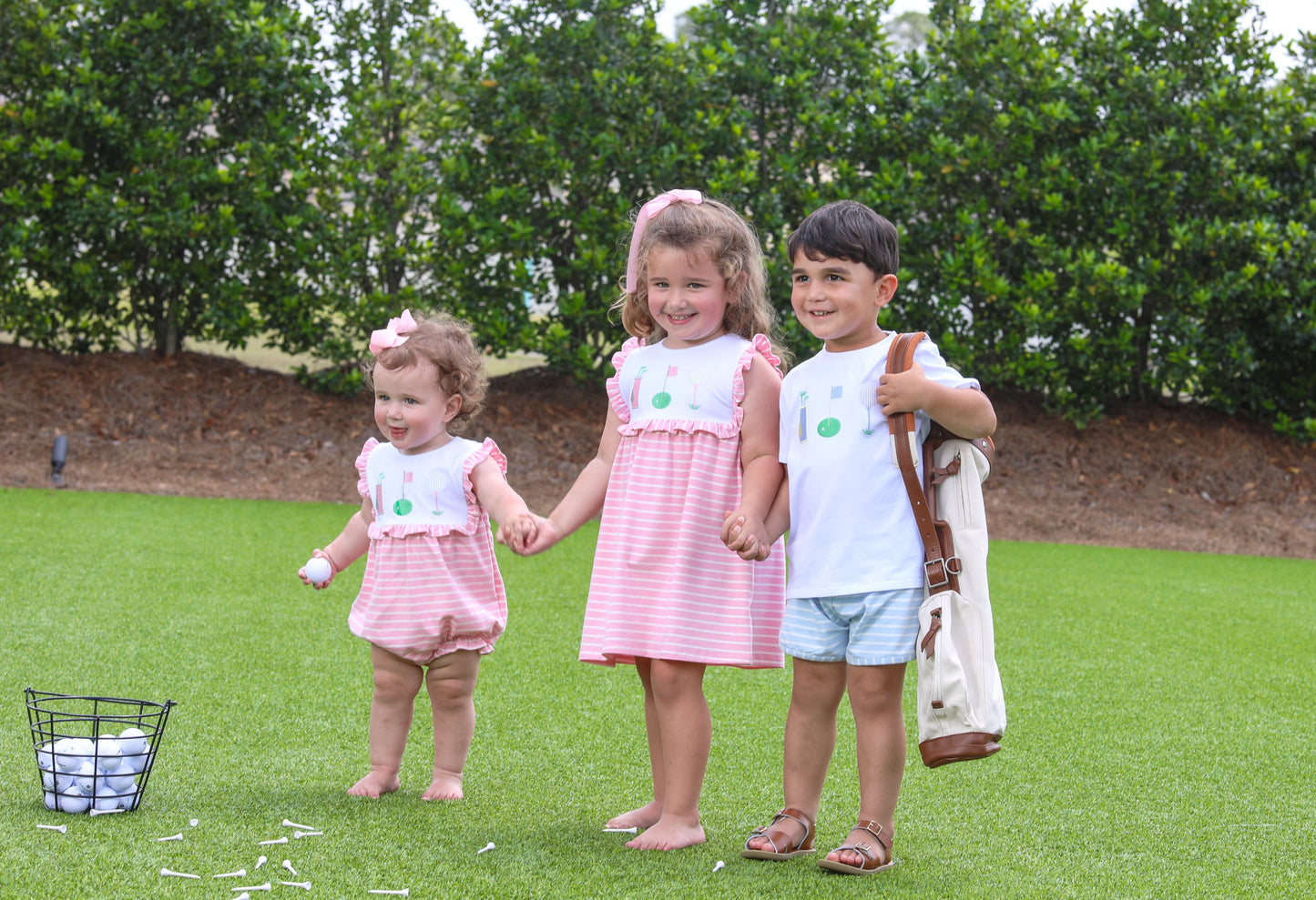 Trotter Street Kids Girls Pink Stripe Golf Tee Time Dress by Trotter Street Kids