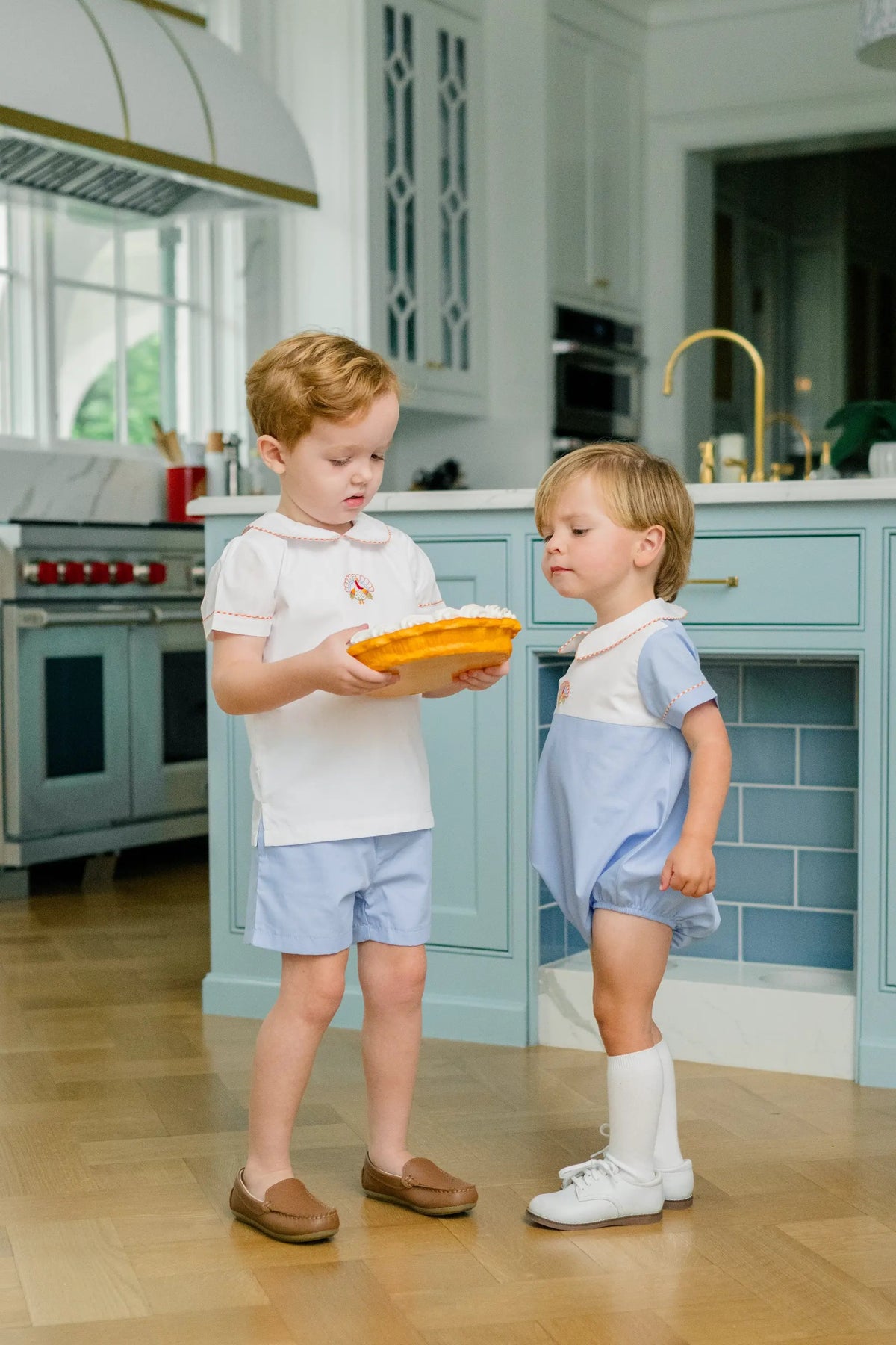 Proper Peony Boys Blue Tillman Turkey Thanksgiving Dressy Shorts Set