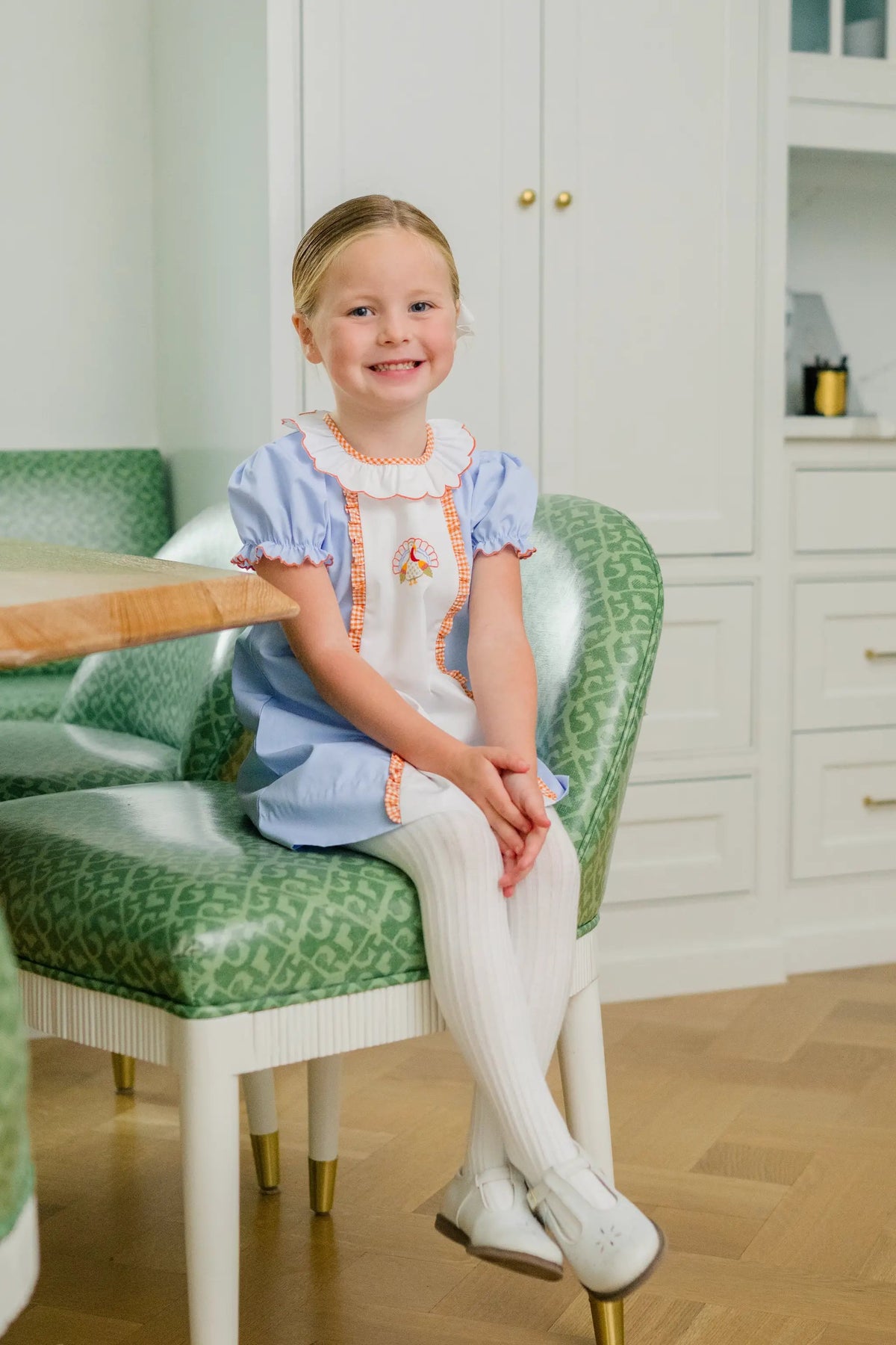 Proper Peony Girls Blue Tillman Turkey Thanksgiving Dress