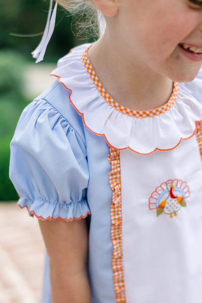 Proper Peony Girls Blue Tillman Turkey Thanksgiving Dress