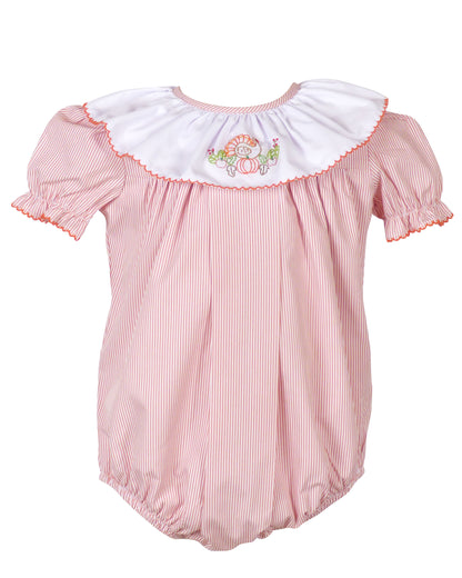 Yellow Lamb Baby Girls Orange Garner Bubble with Turkey Embroidery