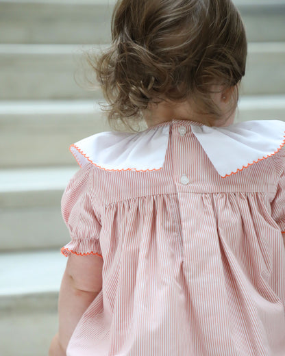 Yellow Lamb Baby Girls Orange Garner Bubble with Turkey Embroidery