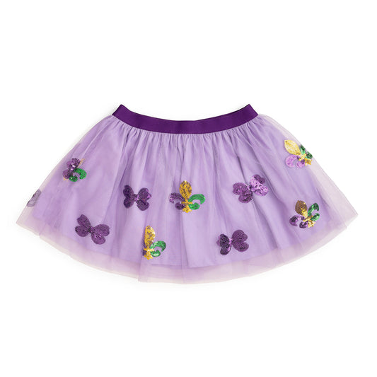 Sweet Wink Girls Fleur De Lis Sequin Mardi Gras Tutu - Lavender by Sweet Wink