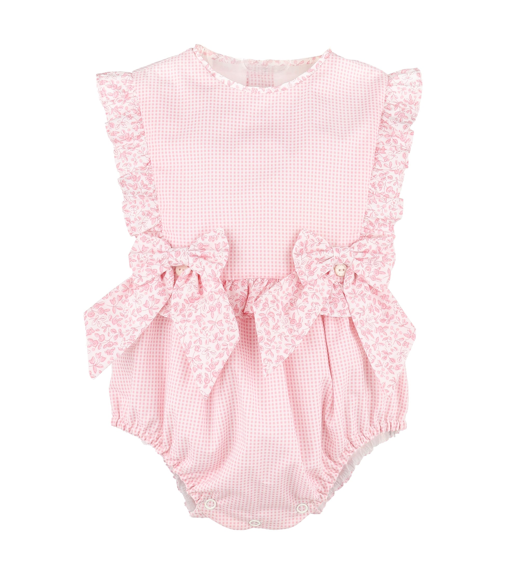 Sophie & Lucas Girls Blooms Gingham Bubble - Pink