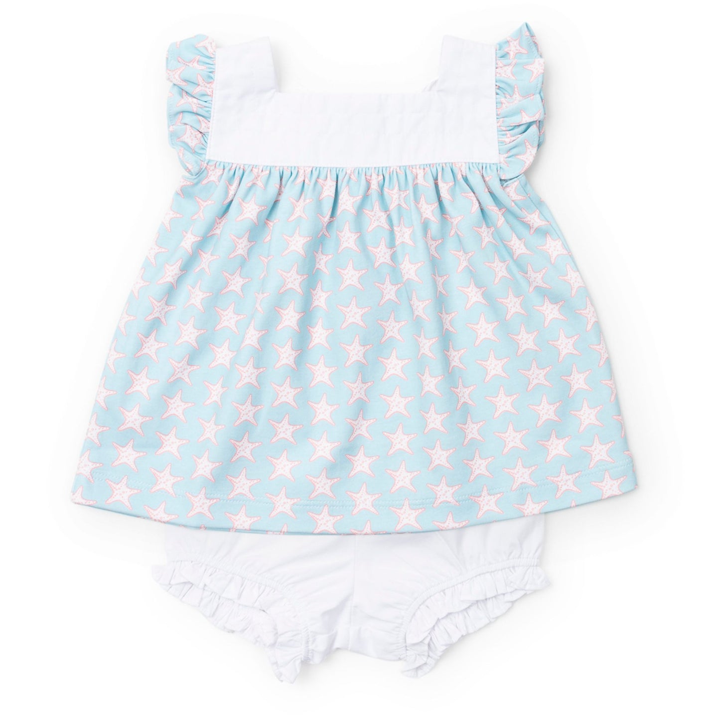 Lila & Hayes Girls Annie Bloomer Set - Blue Seaside-Starfish by Lila & Hayes
