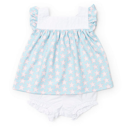 Lila & Hayes Girls Annie Bloomer Set - Blue Seaside-Starfish by Lila & Hayes