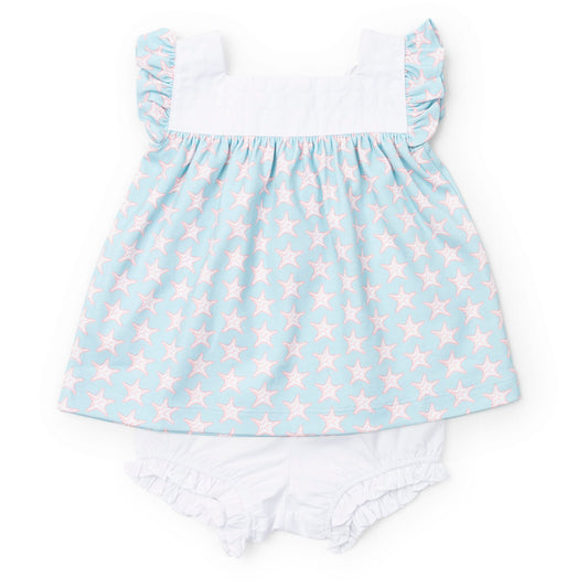 Lila & Hayes Girls Annie Bloomer Set - Blue Seaside-Starfish by Lila & Hayes
