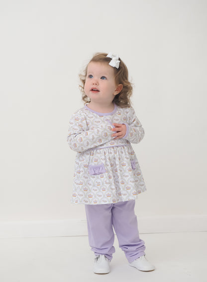 Cypress Row Girls Londyn Lavender Leggings Set - Orleans Mardi Gras Top by Cypress Row