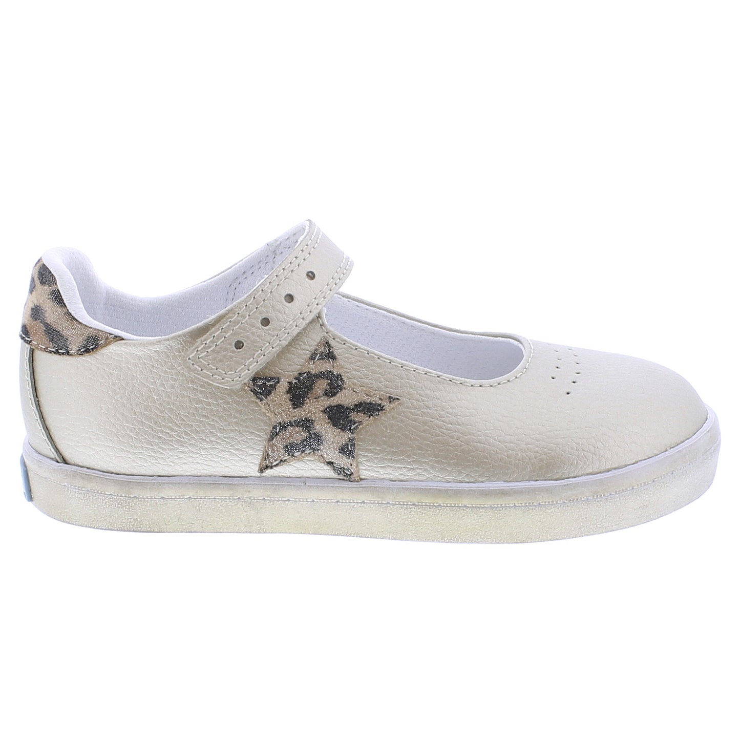 Footmates Girls Shoes - Stella - Gold with Leopard Print Star Detail