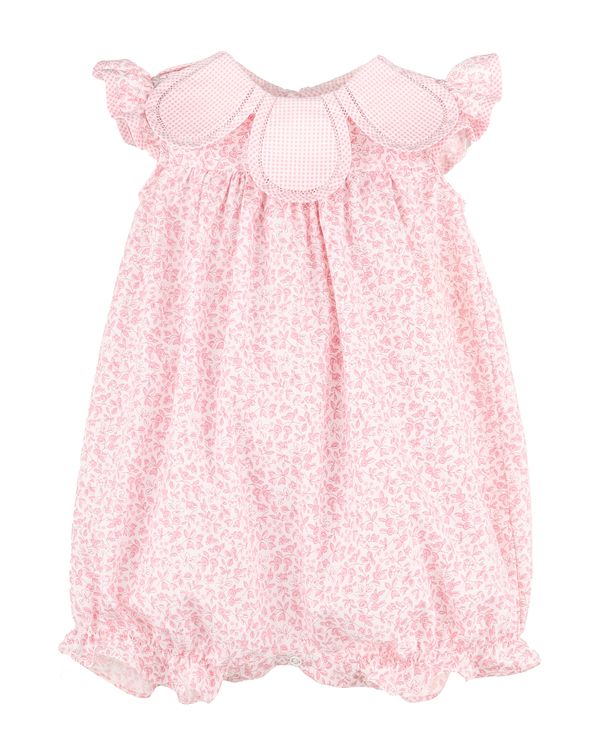 Sophie & Lucas Girls Blooms Petal Romper - Bow on Back - Pink