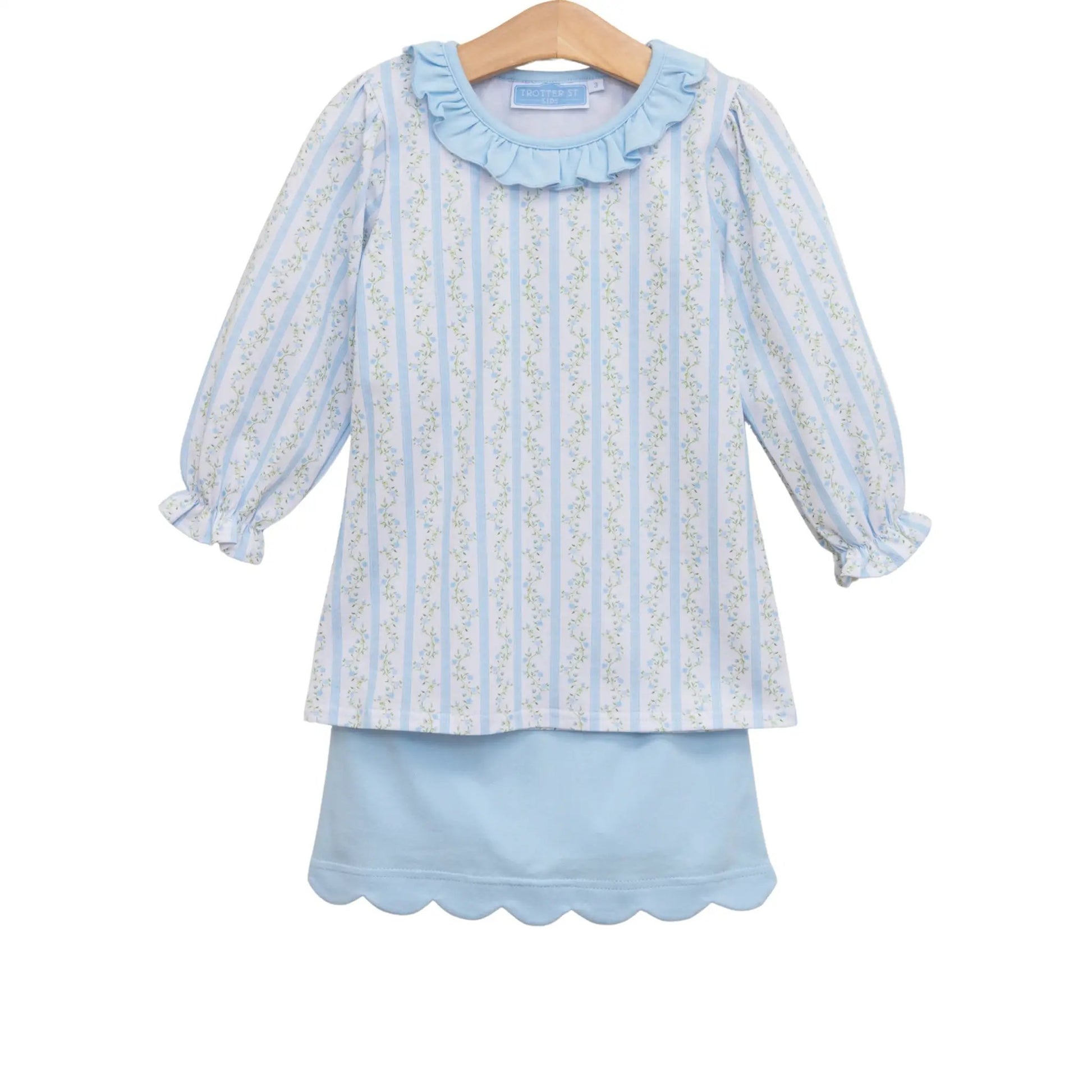 Trotter Street Kids Girls Blue Vineyard Blooms Skort Set