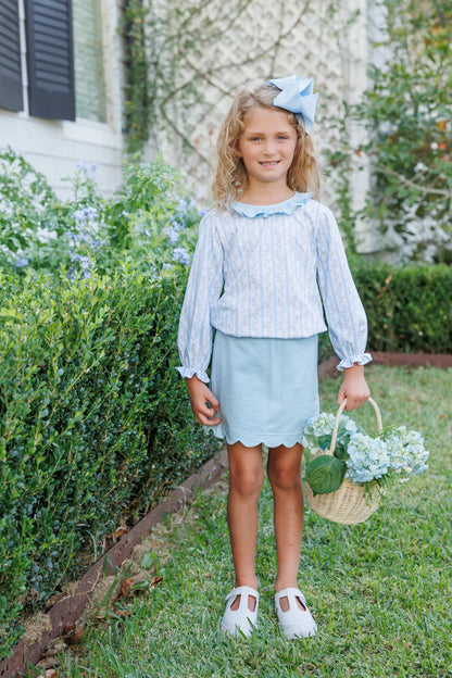 Trotter Street Kids Girls Blue Vineyard Blooms Skort Set