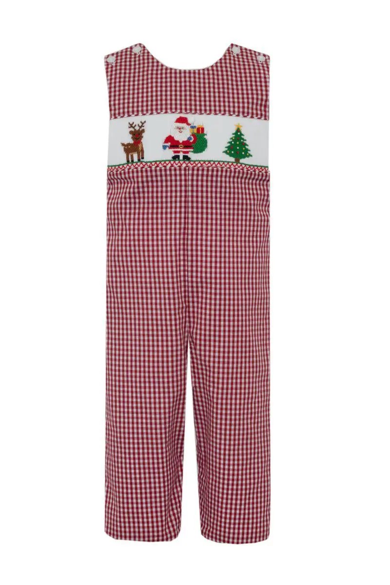 Anavini Boys Red Gingham Santa Longall