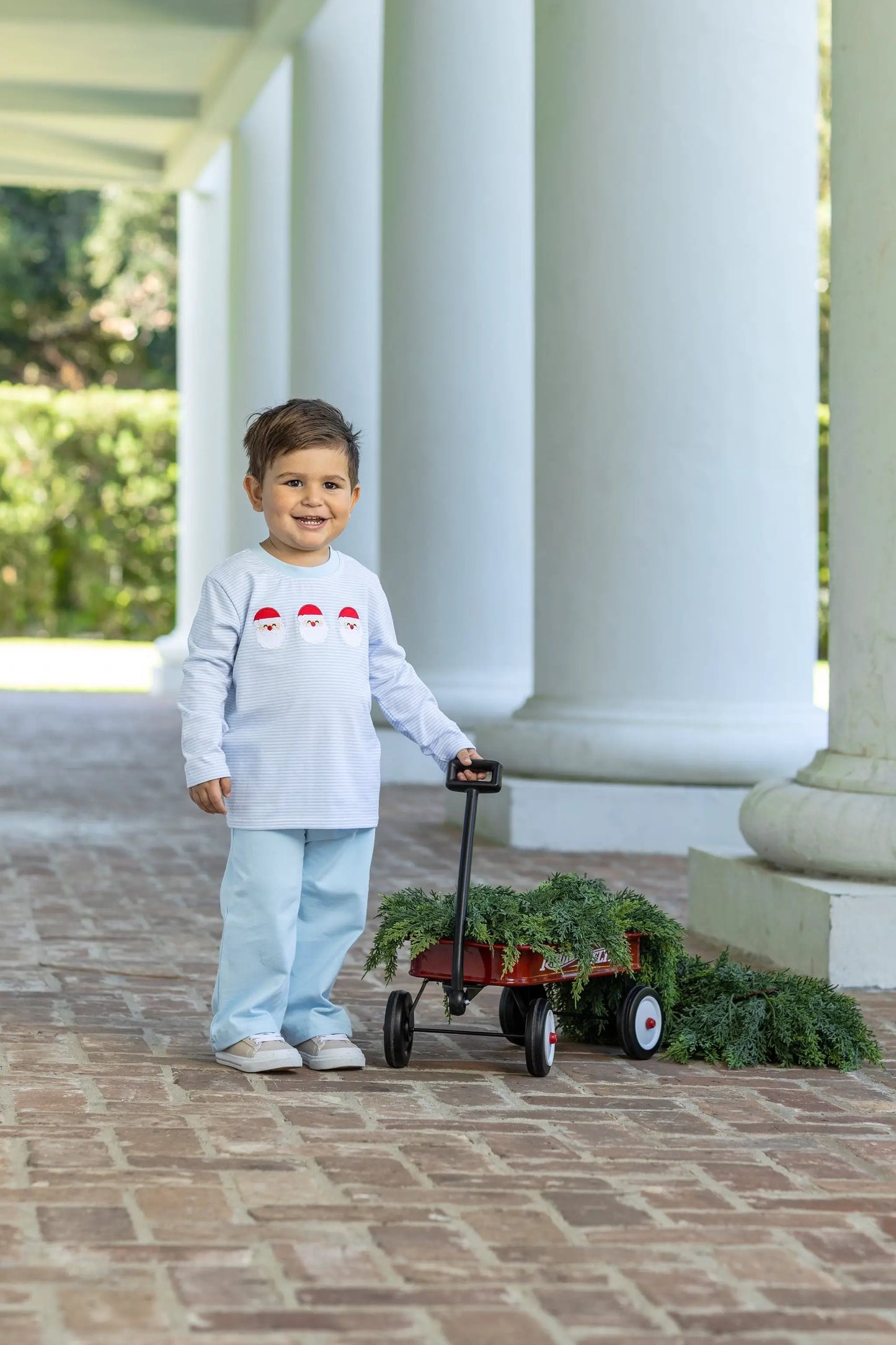 Trotter Street Kids Boys Blue Santa Trio Pant Set by Trotter Street Kids