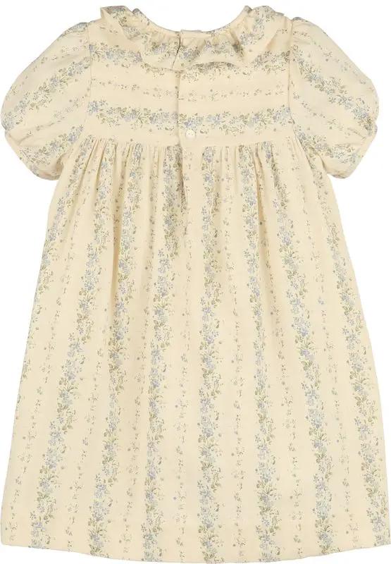 Luli & Me Girls Yellow Autumn Tapestry Dress - Blue Smocking by Luli & Me