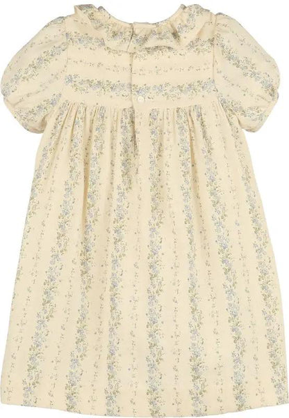 Luli & Me Girls Yellow Autumn Tapestry Dress - Blue Smocking by Luli & Me