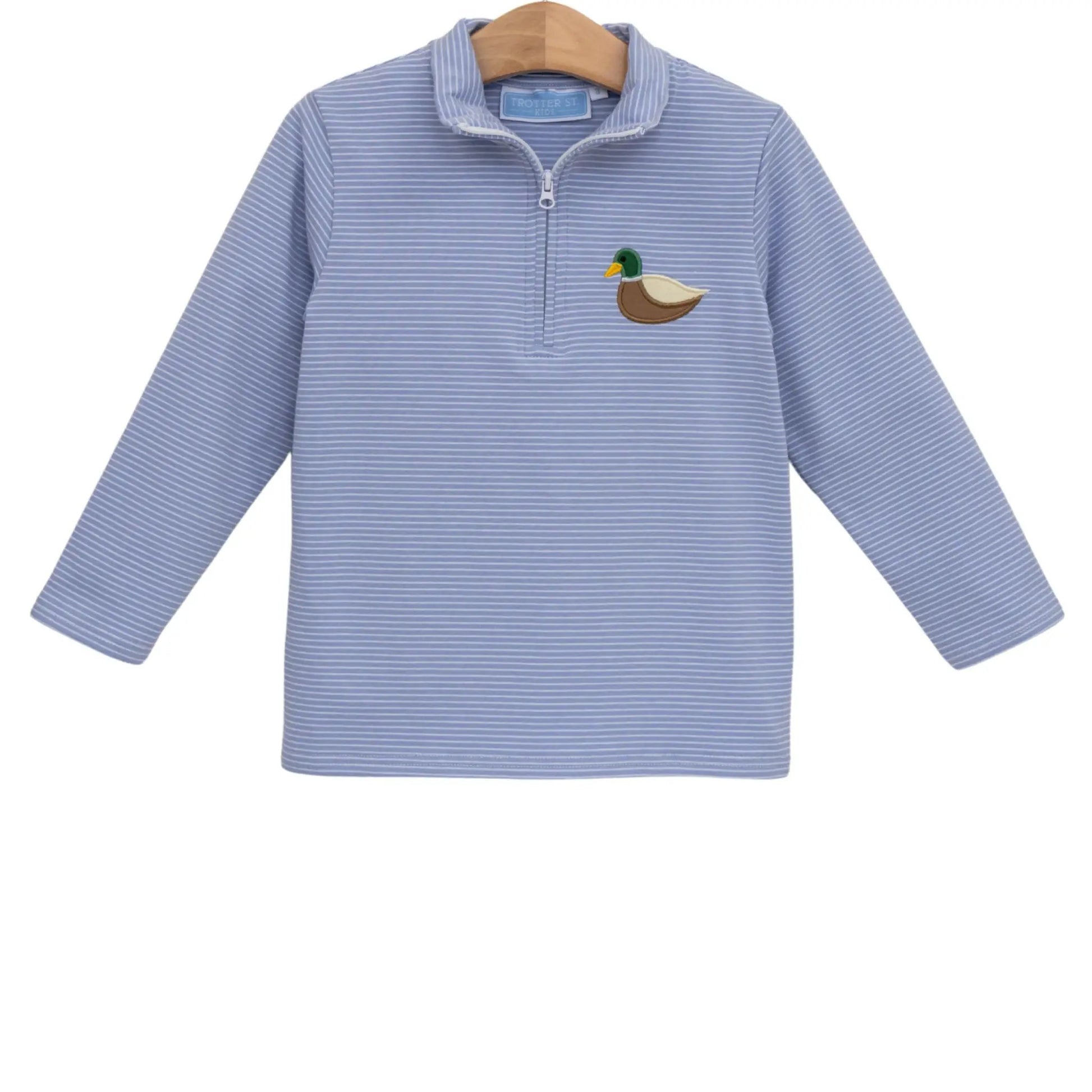 Trotter Street Kids Boys Blue Mallard Quarter Zip Pullover