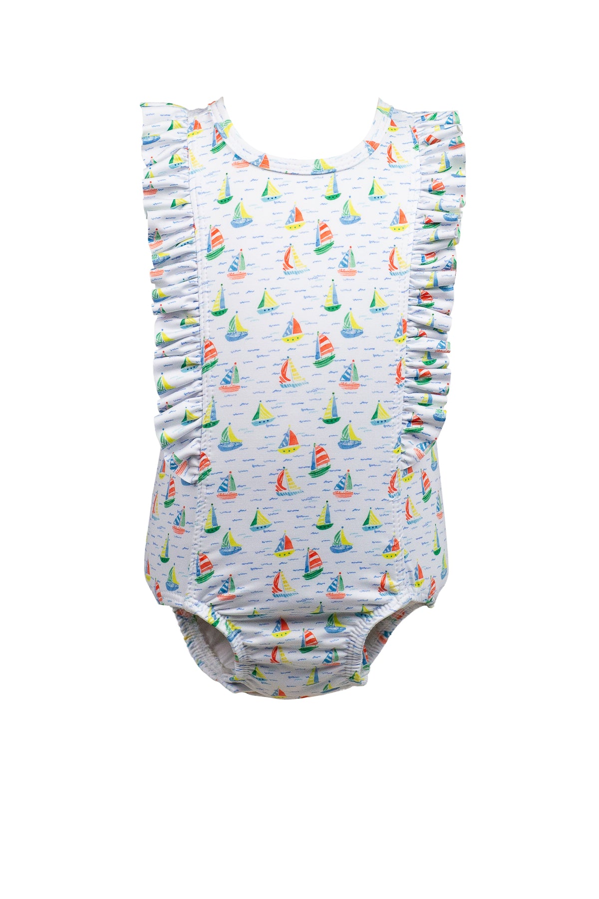 Proper Peony Swim - Girls Colorful Yacht Club Sailboats Swimsuit
