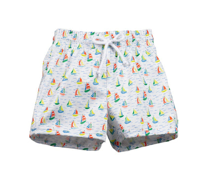 Proper Peony Swim - Boys Colorful Yacht Club Sailboats Trunks by Proper Peony
