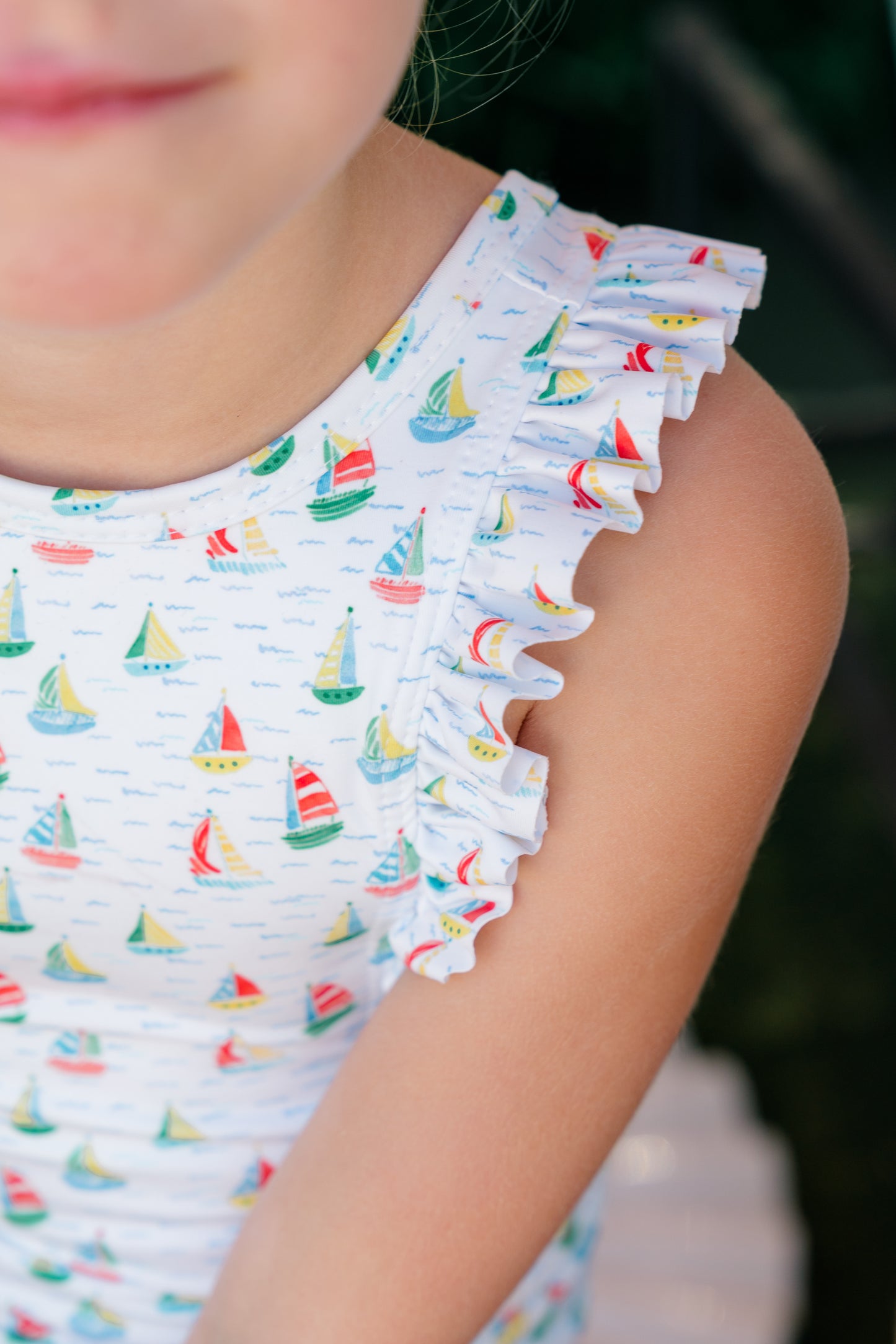 Proper Peony Swim - Girls Colorful Yacht Club Sailboats Swimsuit by Proper Peony