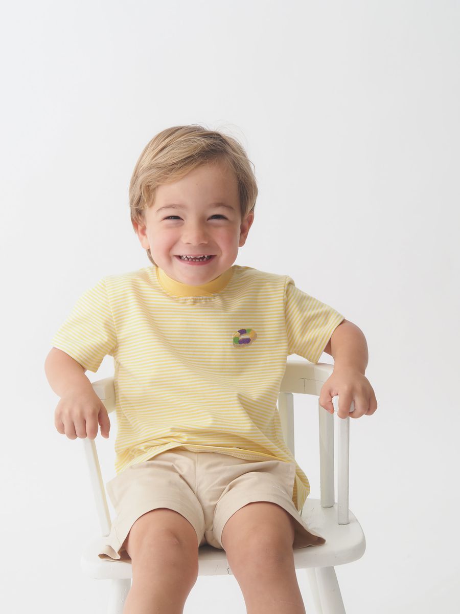 Cypress Row Boys Tee Shirt - Mardi Gras King Cake - Yellow
