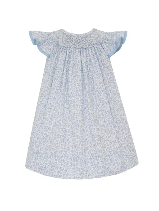Petit Bebe Girls Light Blue Floral Sleeveless Bishop Dress by Petit Bebe