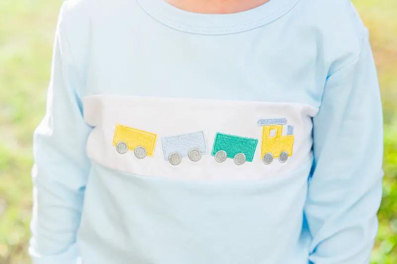 Trotter Street Kids Boys Blue Train Jogger Set