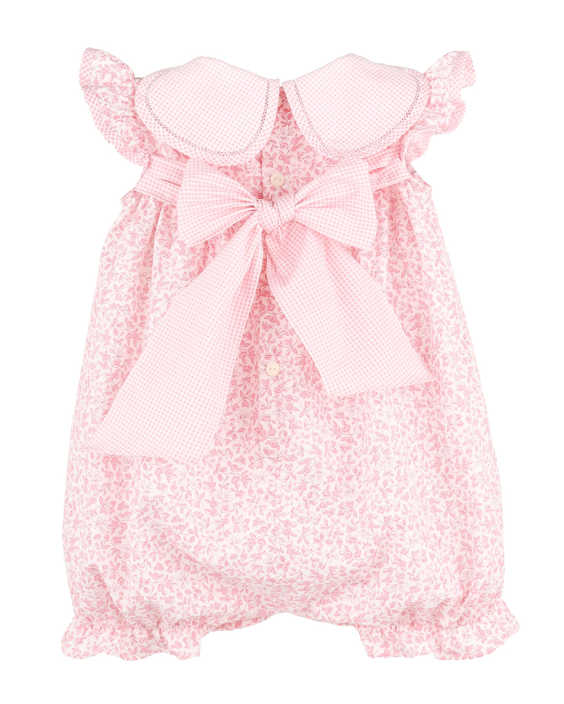Sophie & Lucas Girls Blooms Petal Romper - Bow on Back - Pink