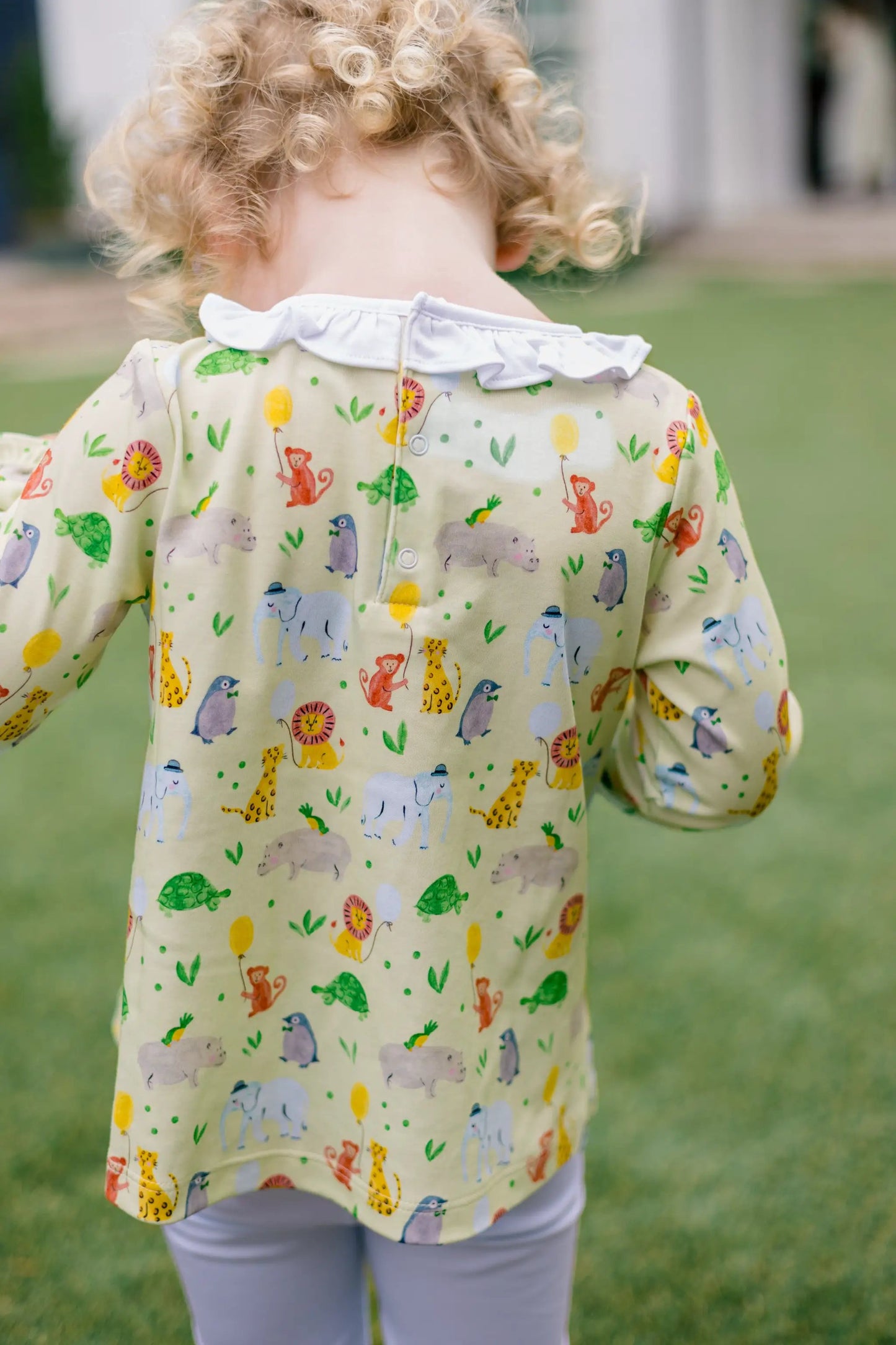 Proper Peony Girls Yellow Zoo Keeper Tunic Set