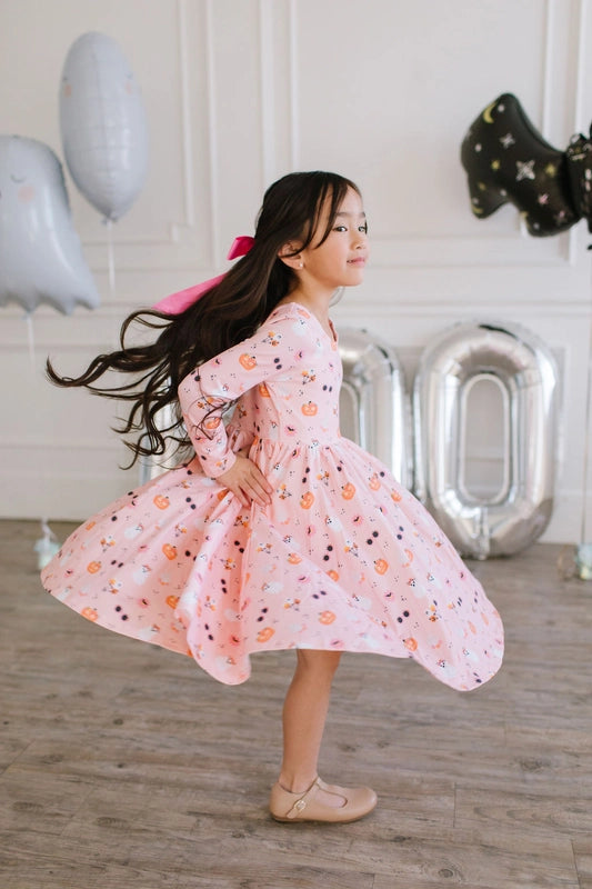 Ollie Jay Girls Gwendolyn Dress - Hippie Halloween Ghosts & Pumpkins