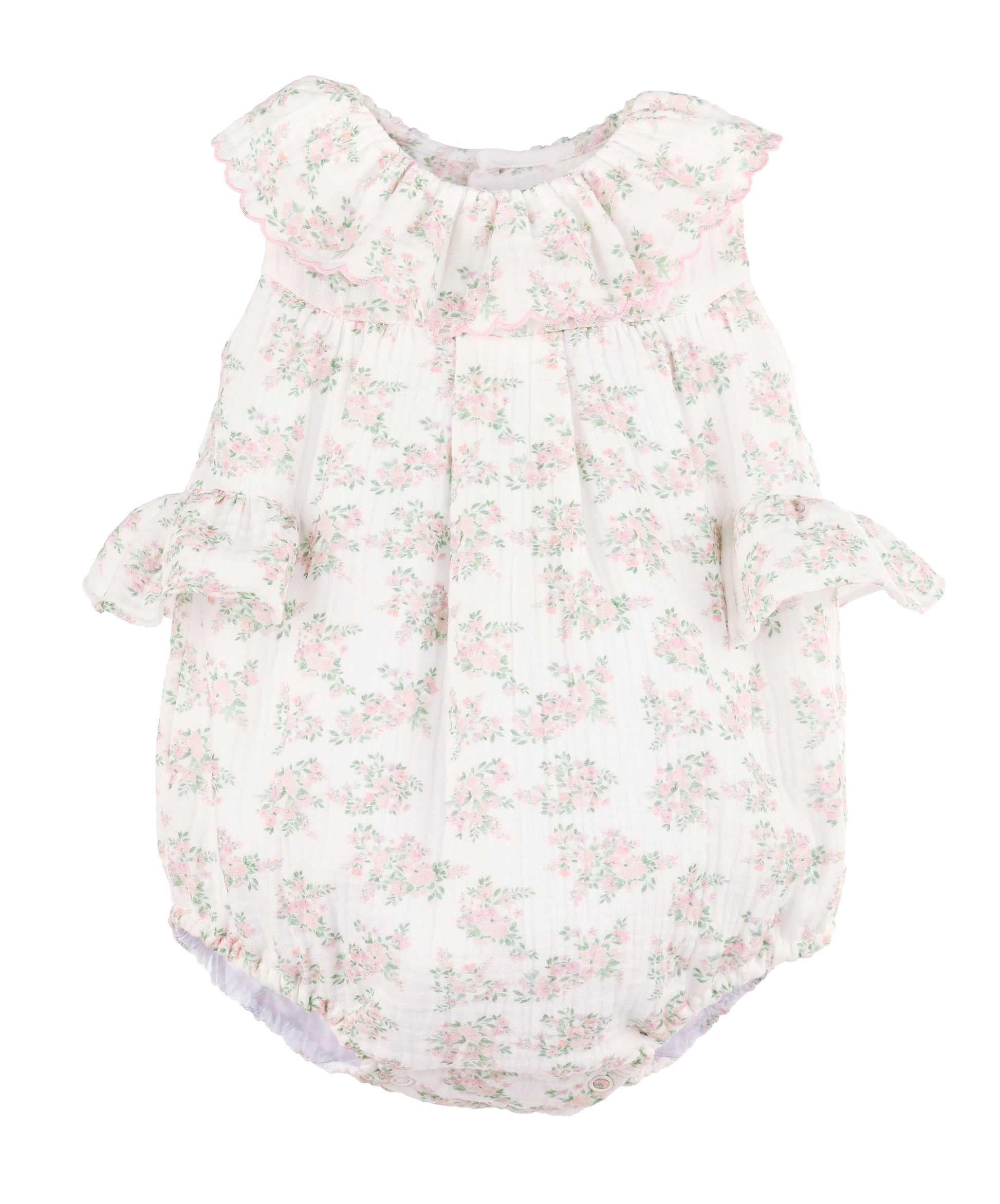 Sophie & Lucas Girls Floral Bluffs Ruffle Bubble - Bow on Back - Pink