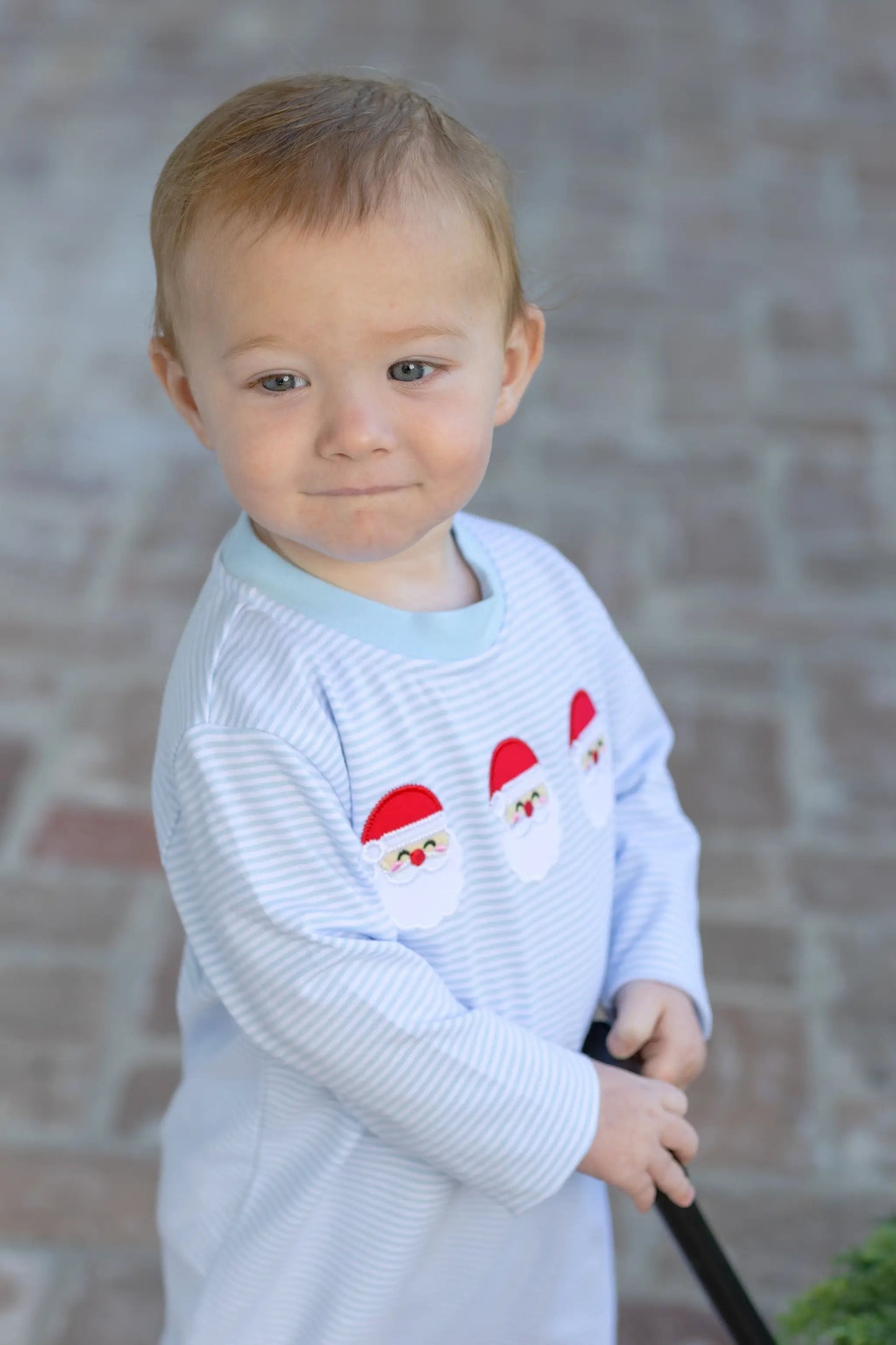 Trotter Street Kids Boys Blue Santa Trio Romper by Trotter Street Kids