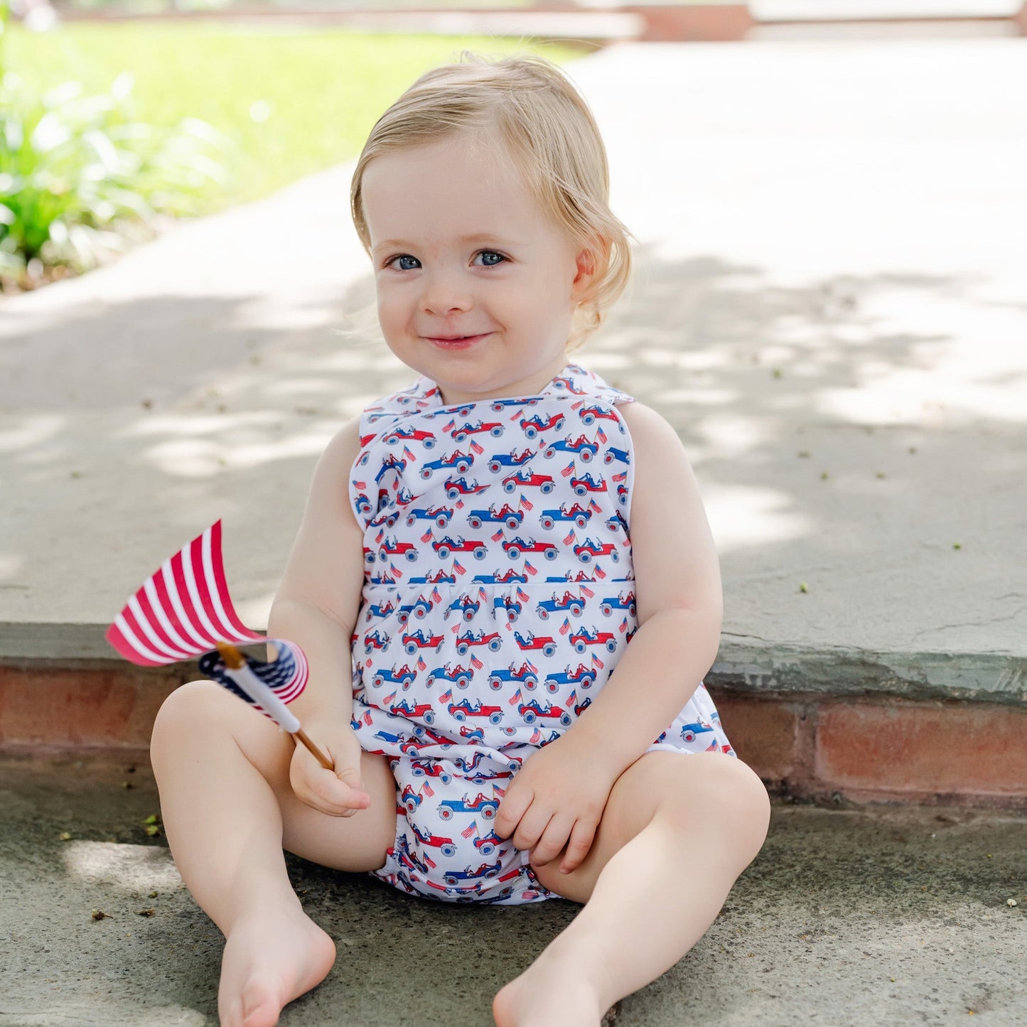 Lila & Hayes Baby Boys Benton Bubble - Patriotic Jeeps by Lila & Hayes