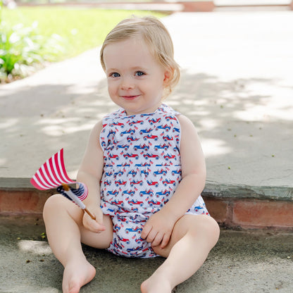 Lila & Hayes Baby Boys Benton Bubble - Patriotic Jeeps by Lila & Hayes