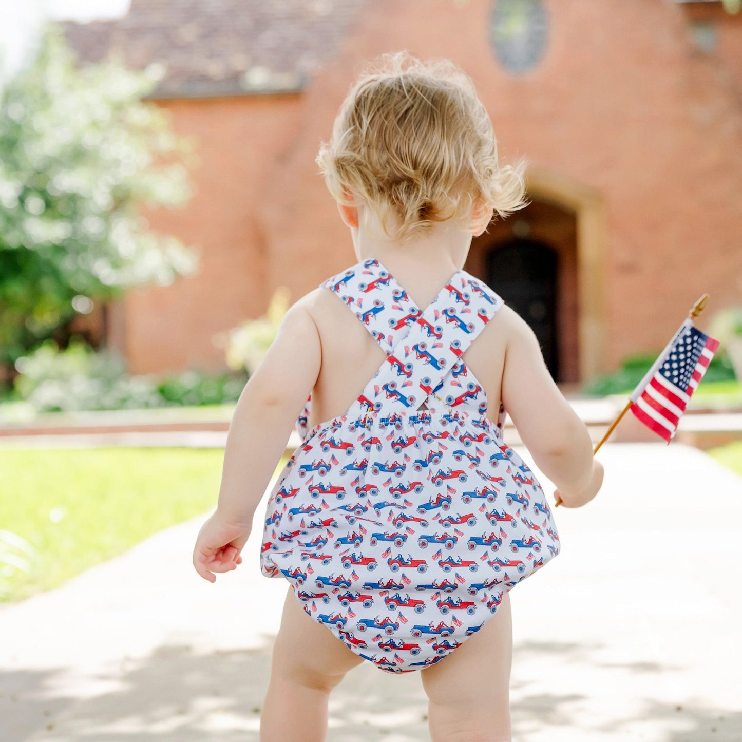 Lila & Hayes Baby Boys Benton Bubble - Patriotic Jeeps by Lila & Hayes