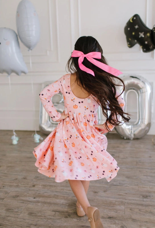 Ollie Jay Girls Gwendolyn Dress - Hippie Halloween Ghosts & Pumpkins by Ollie Jay