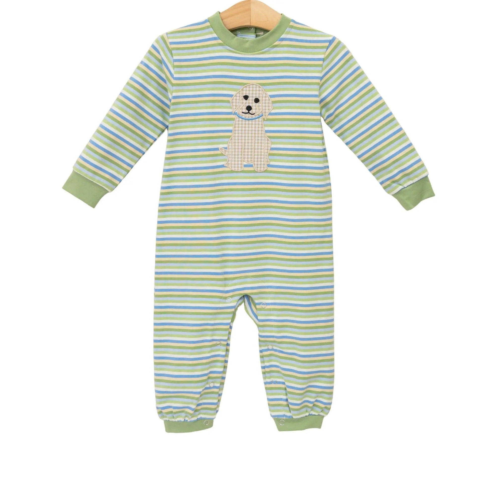 Trotter Street Kids Boys Green Puppy Romper