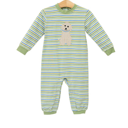Trotter Street Kids Boys Green Puppy Romper