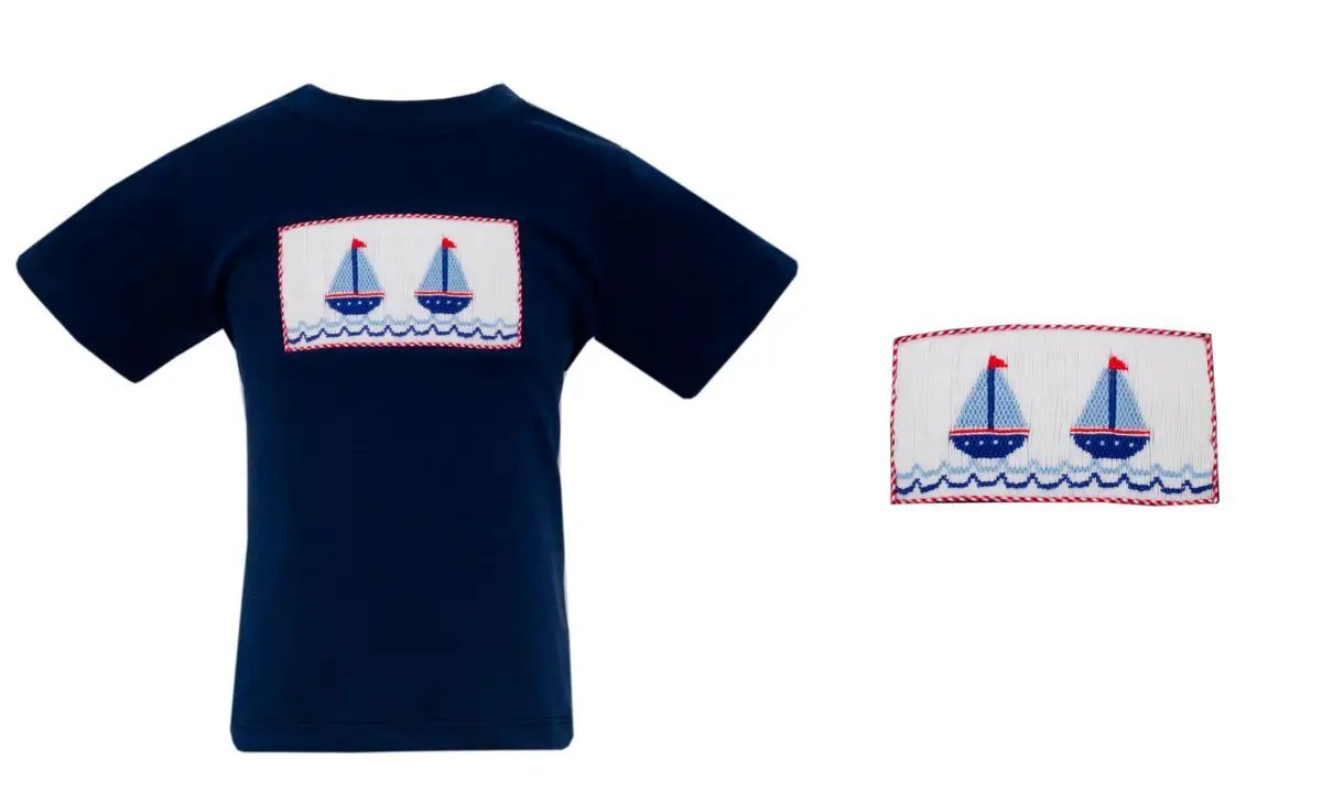 Anavini Boys Navy Blue Knit Sailboat T-Shirt by Anavini