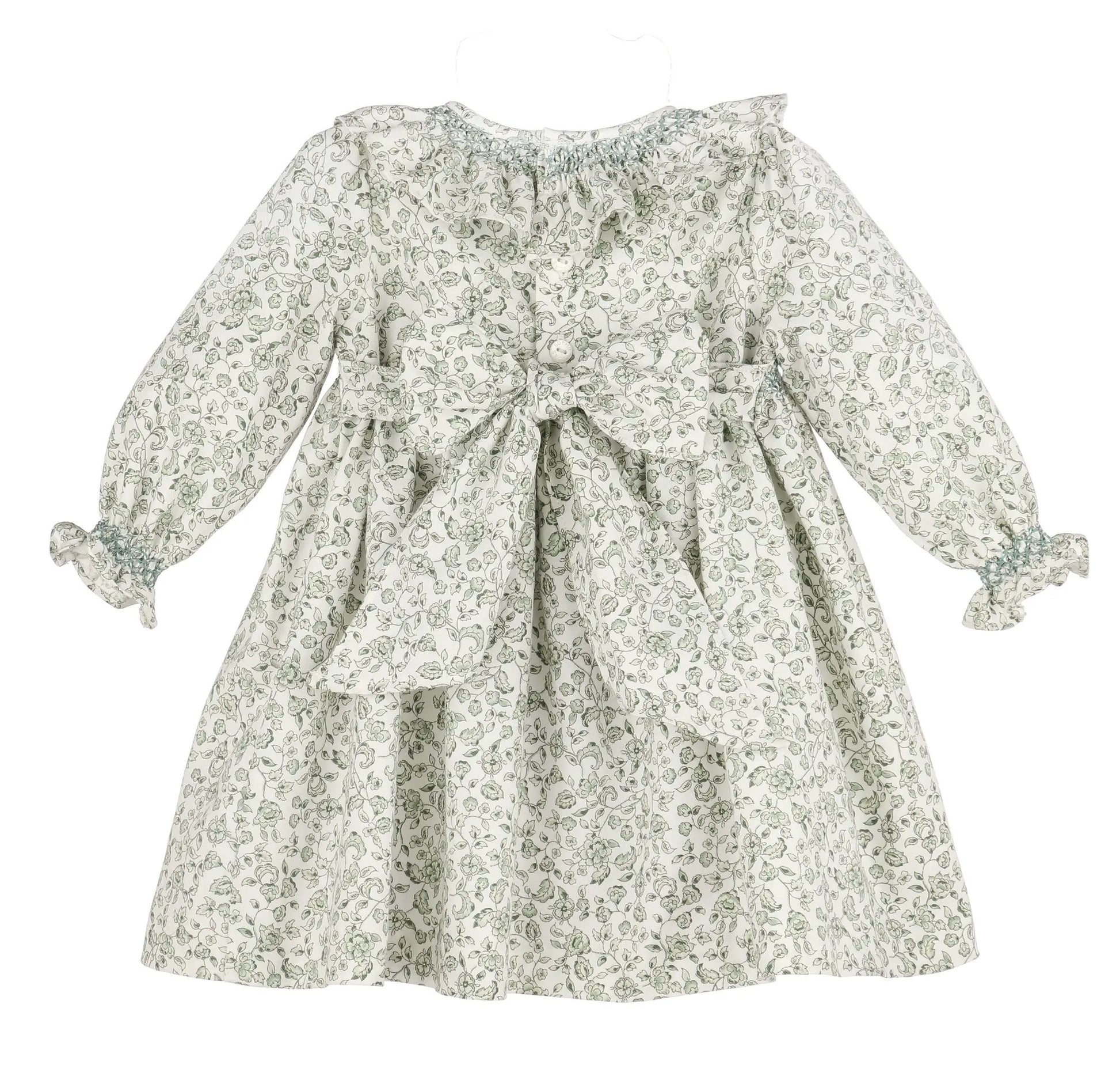 Sophie & Lucas Girls Green Heirloom Floral Dress