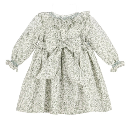 Sophie & Lucas Girls Green Heirloom Floral Dress